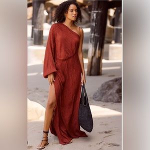 Savannah Morrow One-Shoulder Maxi Dress in Rust